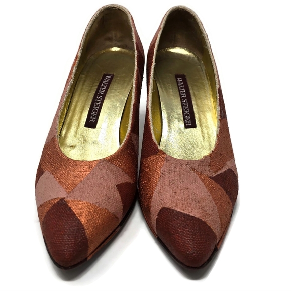One Of A Kind Hand Painted Vintage Walter Steiger Fabric Covered Pump Women's 6 - Picture 5 of 11